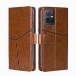 For vivo Y52t Geometric Stitching Leather Phone Case(Light Brown)