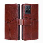 For vivo Y52t Geometric Stitching Leather Phone Case(Dark Brown)
