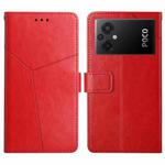 For Xiaomi Poco M5 4G/5G/M4 5G HT01 Y-shaped Pattern Flip Leather Phone Case(Red)