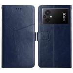 For Xiaomi Poco M5 4G/5G/M4 5G HT01 Y-shaped Pattern Flip Leather Phone Case(Blue)