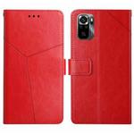 For Xiaomi Poco M5s HT01 Y-shaped Pattern Flip Leather Phone Case(Red)