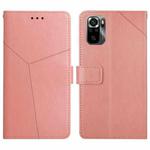 For Xiaomi Poco M5s HT01 Y-shaped Pattern Flip Leather Phone Case(Pink)