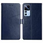 For Xiaomi Redmi K50 Ultra/12T/12T Pro HT01 Y-shaped Pattern Flip Leather Phone Case(Blue)