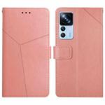 For Xiaomi Redmi K50 Ultra/12T/12T Pro HT01 Y-shaped Pattern Flip Leather Phone Case(Pink)