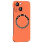 For iPhone 14 Magsafe Rimless PC Phone Case with Lens Film(Orange)