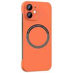 For iPhone 12 Magsafe Rimless PC Phone Case with Lens Film(Orange)