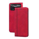 For Xiaomi Poco M4 Pro 4G Frosted Business Magnetic Horizontal Flip PU Phone Case(Red)