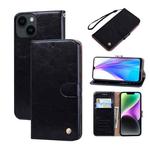 For iPhone 14 Plus Oil Wax Texture Leather Phone Case(Black)