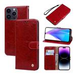 For iPhone 14 Pro Max Oil Wax Texture Leather Phone Case(Red)