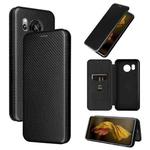 For Sharp Aquos Sense7 Plus Carbon Fiber Texture Flip Leather Phone Case(Black)