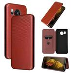 For Sharp Aquos Sense7 Plus Carbon Fiber Texture Flip Leather Phone Case(Brown)