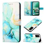 For OPPO A55S 5G/CPH2309 Japan PT003 Marble Pattern Flip Leather Phone Case(Green LS003)
