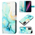 For T-Mobile Revvl 6 Pro 5G PT003 Marble Pattern Flip Leather Phone Case(Green LS003)