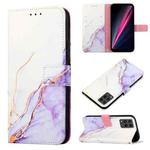 For T-Mobile Revvl 6 Pro 5G PT003 Marble Pattern Flip Leather Phone Case(White Purple LS006)