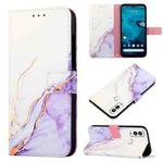 For Kyocera Android One S9/KC-S304/Digno SANGA Edition PT003 Marble Pattern Flip Leather Phone Case(White Purple LS006)