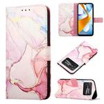 For Xiaomi Poco C40 Global PT003 Marble Pattern Flip Leather Phone Case(Rose Gold LS005)