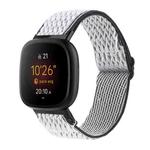 For Fitbit Versa 4 / Sense 2 Universal Wave Nylon Watch Band(White Black)