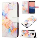 For Nokia C21 PT003 Marble Pattern Flip Leather Phone Case(Galaxy Marble White LS004)
