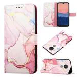 For Nokia C21 PT003 Marble Pattern Flip Leather Phone Case(Rose Gold LS005)