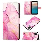 For Nokia C21 Plus PT003 Marble Pattern Flip Leather Phone Case(Pink Purple Gold LS001)