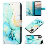 For Nokia C21 Plus PT003 Marble Pattern Flip Leather Phone Case(Green LS003)