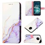 For Nokia C200 PT003 Marble Pattern Flip Leather Phone Case(White Purple LS006)