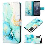 For Nokia G60 5G PT003 Marble Pattern Flip Leather Phone Case(Green LS003)