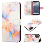 For Nokia G100 PT003 Marble Pattern Flip Leather Phone Case(Galaxy Marble White LS004)