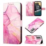 For Nokia G400 PT003 Marble Pattern Flip Leather Phone Case(Pink Purple Gold LS001)