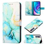 For TCL 30 5G/30+ 5G PT003 Marble Pattern Flip Leather Phone Case(Green LS003)