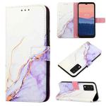 For TCL 30T T603DL PT003 Marble Pattern Flip Leather Phone Case(White Purple LS006)