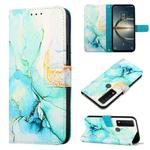 For TCL 30 V 5G T781S/30 XE 5G PT003 Marble Pattern Flip Leather Phone Case(Green LS003)