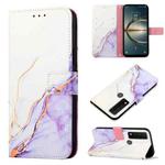 For TCL 30 V 5G T781S/30 XE 5G PT003 Marble Pattern Flip Leather Phone Case(White Purple LS006)