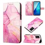For TCL 303 PT003 Marble Pattern Flip Leather Phone Case(Pink Purple Gold LS001)