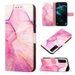 For TCL Stylus 5G PT003 Marble Pattern Flip Leather Phone Case(Pink Purple Gold LS001)