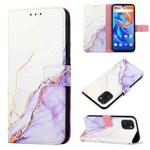 For UMIDIGI A13/A13 Pro/A13S PT003 Marble Pattern Flip Leather Phone Case(White Purple LS006)