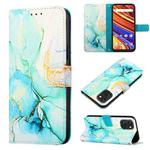 For UMIDIGI Power 7/Power 7S PT003 Marble Pattern Flip Leather Phone Case(Green LS003)