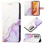 For ZTE Axon 40 Ultra PT003 Marble Pattern Flip Leather Phone Case(White Purple LS006)