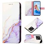 For ZTE Nubia Z40S Pro PT003 Marble Pattern Flip Leather Phone Case(White Purple LS006)