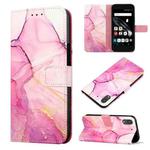 For Fujitsu Arrows Be F-04K PT003 Marble Pattern Flip Leather Phone Case(Pink Purple Gold LS001)