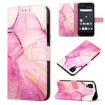 For Fujitsu Arrows NX F-01J PT003 Marble Pattern Flip Leather Phone Case(Pink Purple Gold LS001)