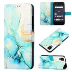 For Fujitsu Arrows NX F-01J PT003 Marble Pattern Flip Leather Phone Case(Green LS003)