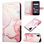 For Fujitsu Arrows NX F-01J PT003 Marble Pattern Flip Leather Phone Case(Rose Gold LS005)