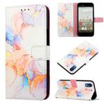 For Fujitsu Arrows NX F-01K PT003 Marble Pattern Flip Leather Phone Case(Galaxy Marble White LS004)