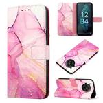 For Sharp Aquos R7/Aquos P7 PT003 Marble Pattern Flip Leather Phone Case(Pink Purple Gold LS001)