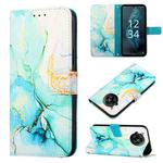 For Sharp Aquos R7/Aquos P7 PT003 Marble Pattern Flip Leather Phone Case(Green LS003)