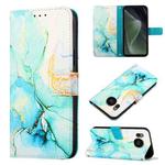 For Sharp Aquos Sense7 Plus PT003 Marble Pattern Flip Leather Phone Case(Green LS003)