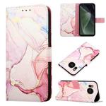 For Sharp Aquos Sense7 Plus PT003 Marble Pattern Flip Leather Phone Case(Rose Gold LS005)