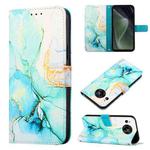 For Sharp Aquos Sense7 SH-V48 PT003 Marble Pattern Flip Leather Phone Case(Green LS003)