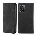 For OPPO A57s 4G / A57e 4G Skin Feel Magnetic Flip Leather Phone Case(Black)